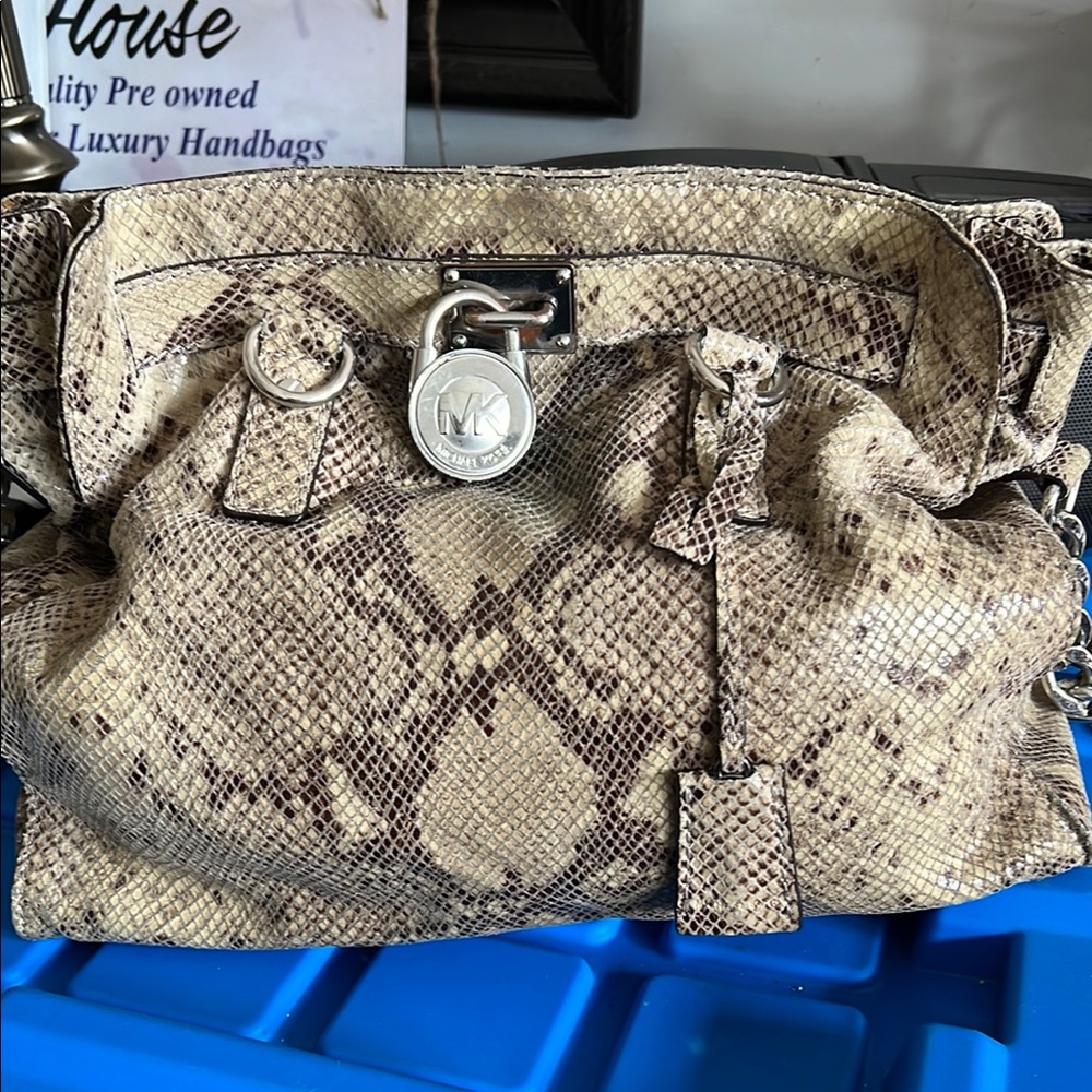 Michael Kors Snake Print HAMILTON LEATHER Shoulder Bag